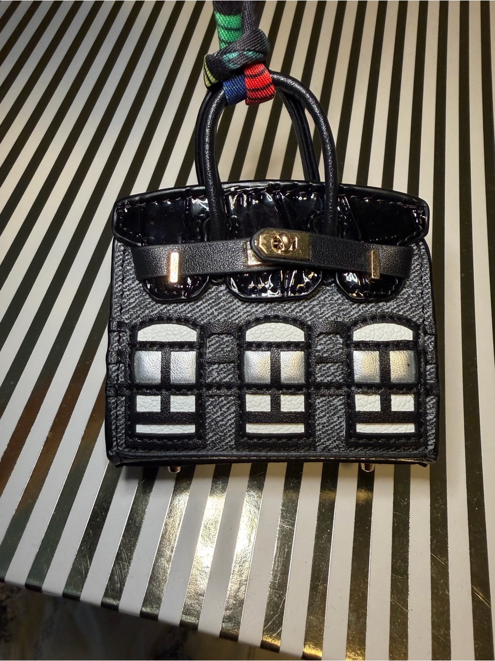 Black Birkin Bag Charm with Feet - Picture 2 of 5